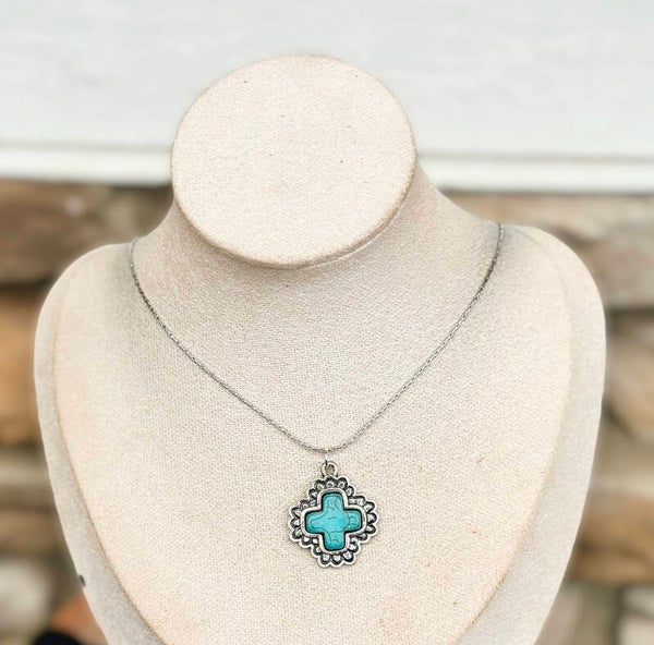 Silver western necklace