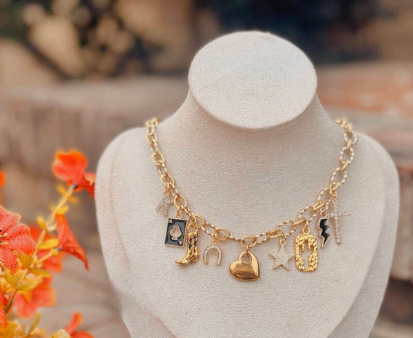western black, diamond and gold  necklace