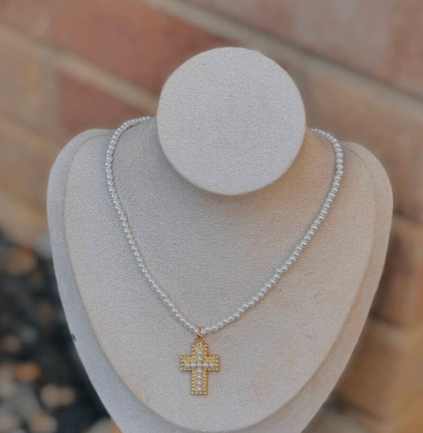 Pearl cross necklace