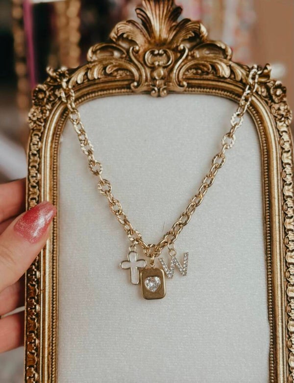 New initial cross necklace