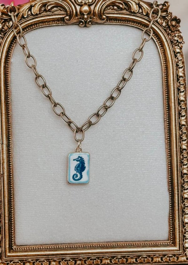 Seahorse charm necklace