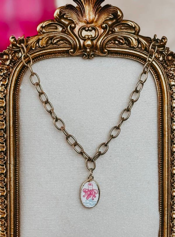 Octopus charm necklace