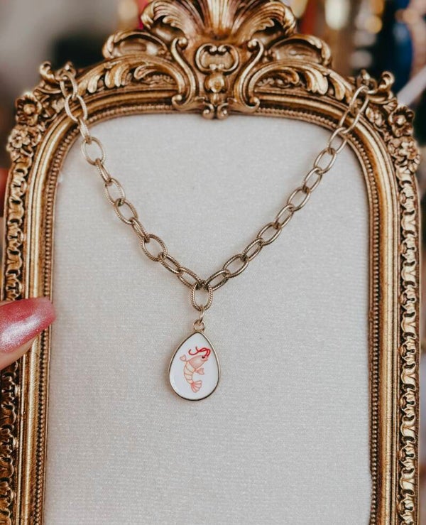 Shrimp charm necklace
