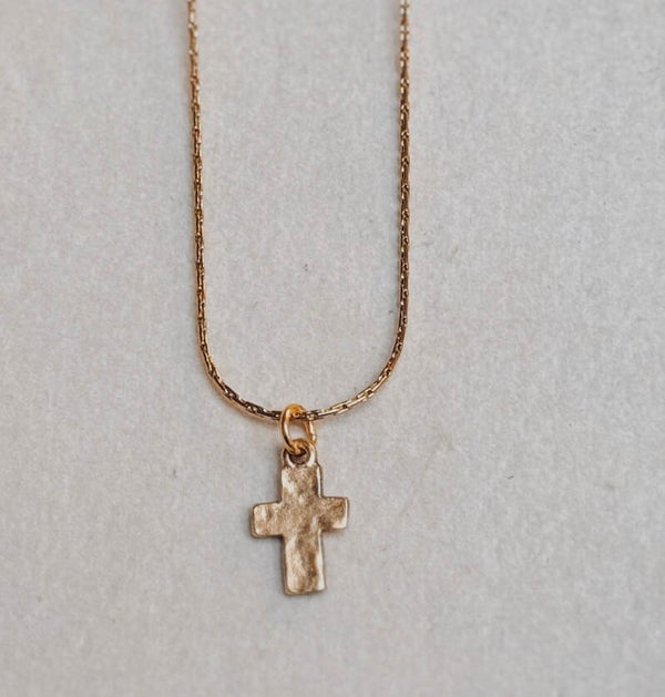 Matte small cross necklace