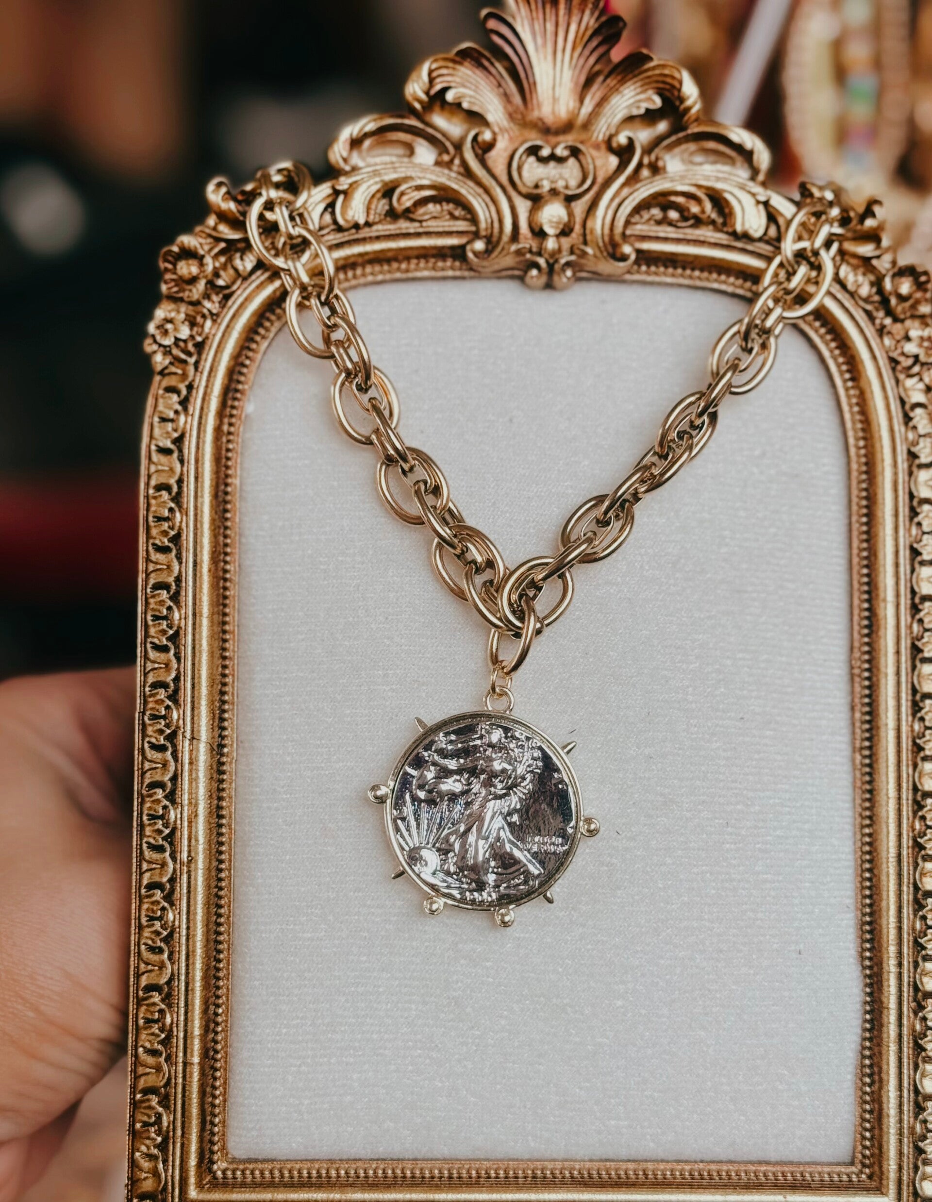 Coin charm necklace