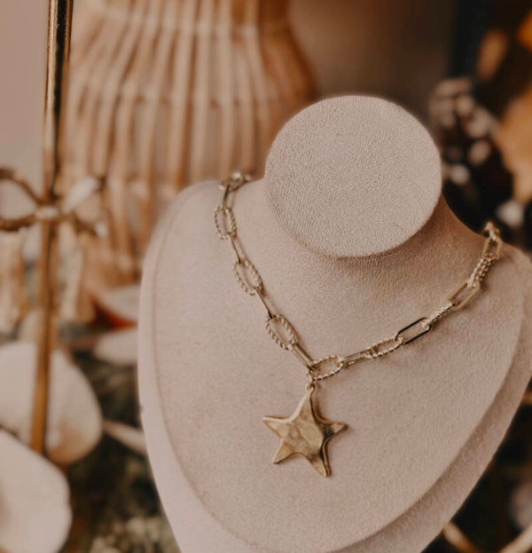 Large gold star necklace