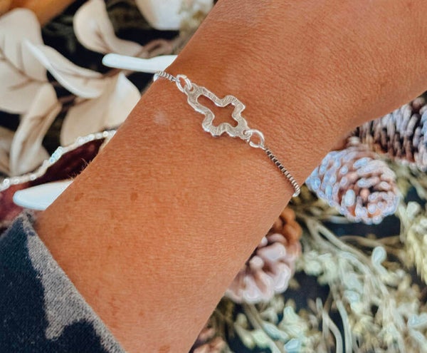 Silver Cross connector bracelet