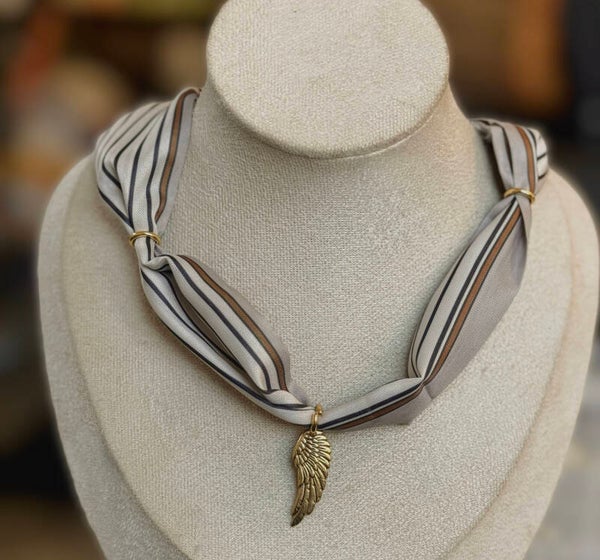 Angel wing scarf necklace