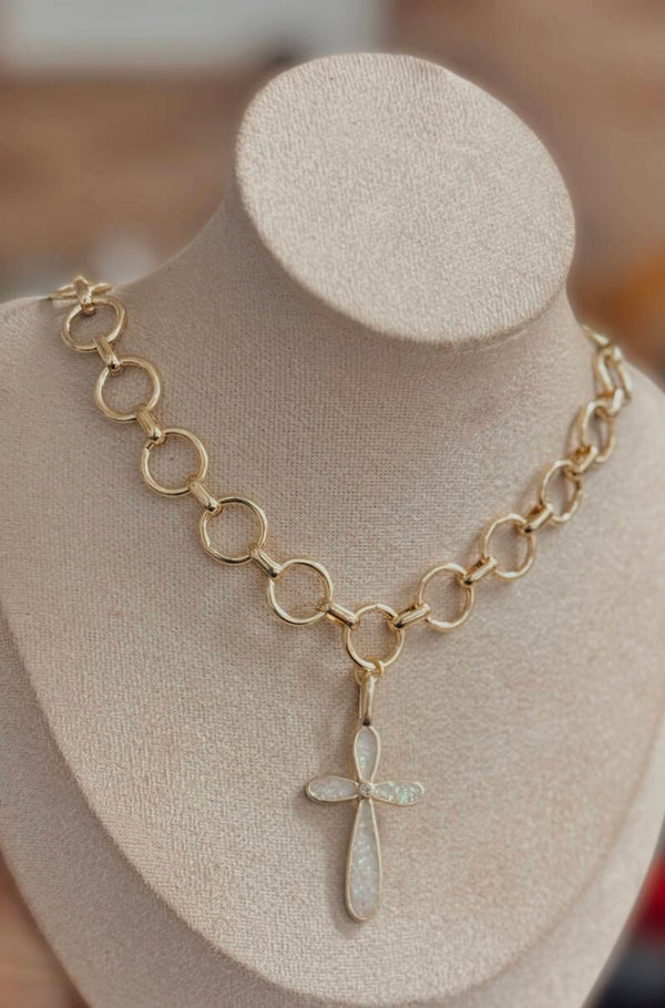 White Cross necklace