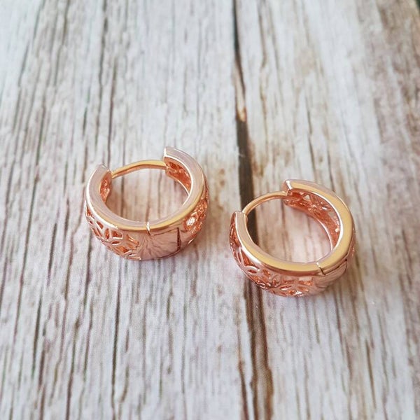 Kleine roségoudkleuirge hollow creolen.