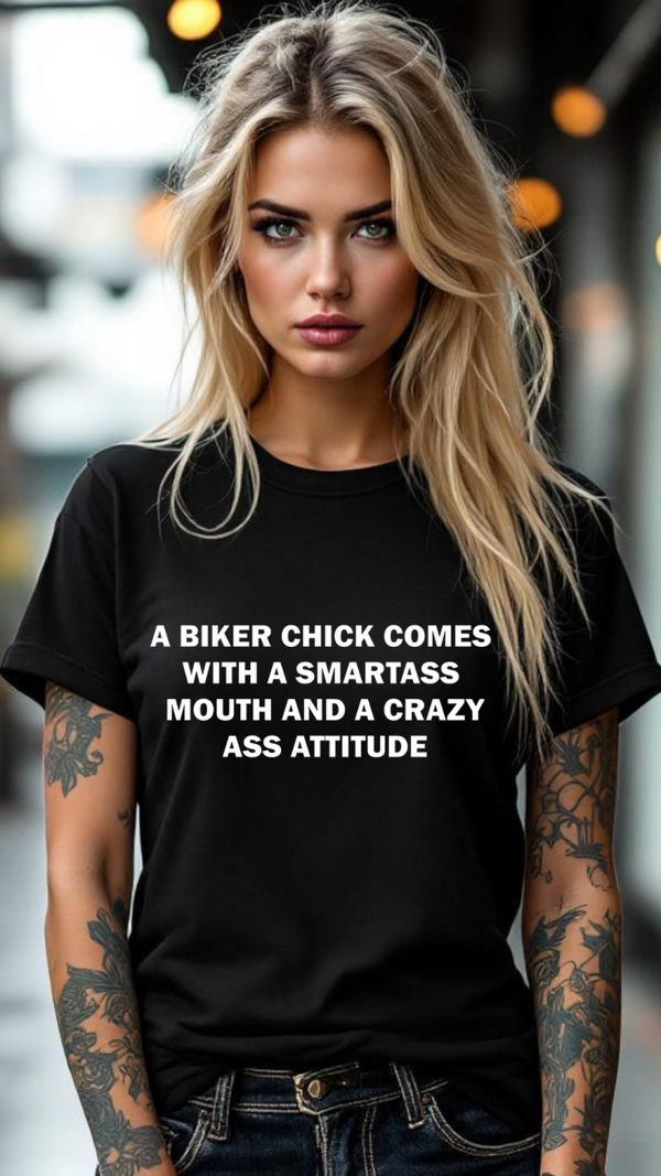 A biker chick comes with a smartass mouth...