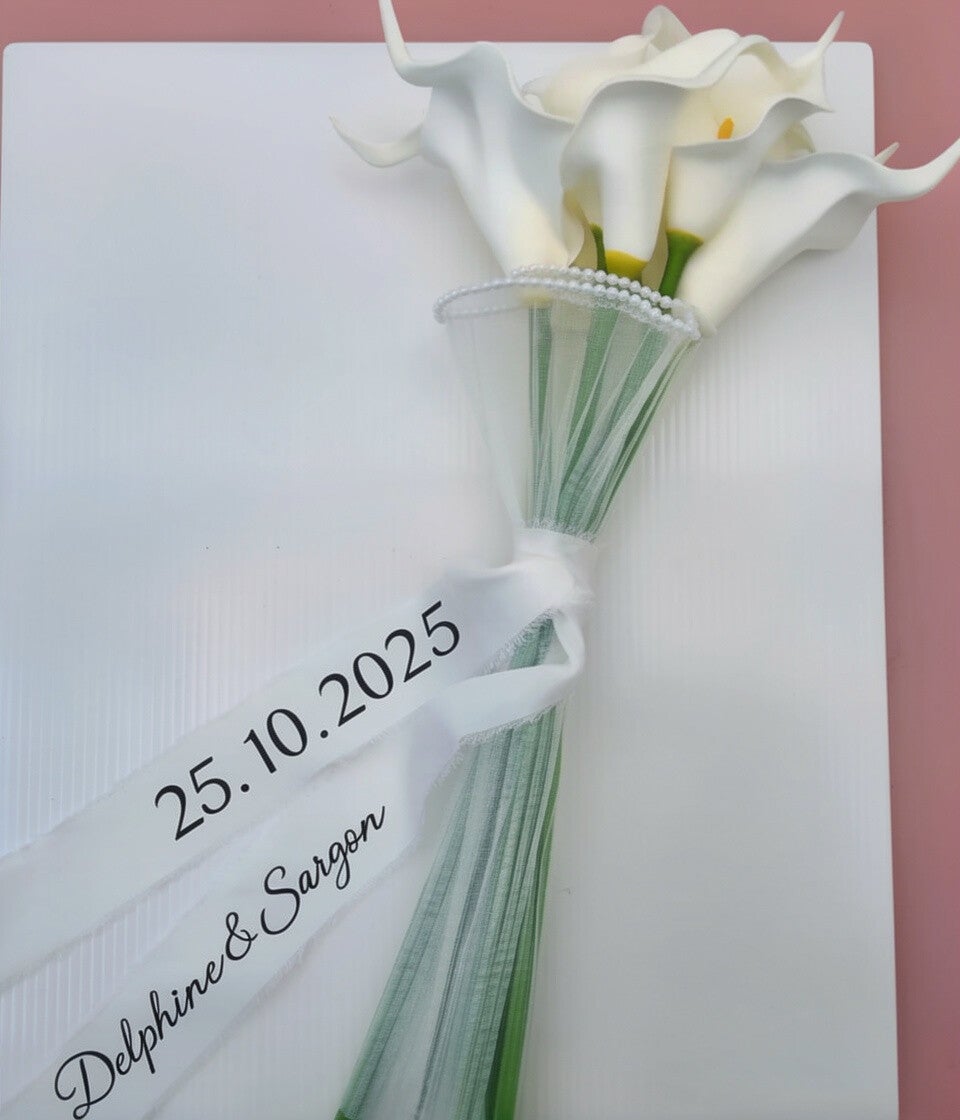 Ruban de bouquet personnalisé en mousseline 120 cm