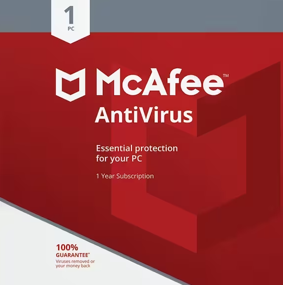 McAfee AntiVirus PC 1 Dispositivo 1 año McAfee Clave GLOBAL