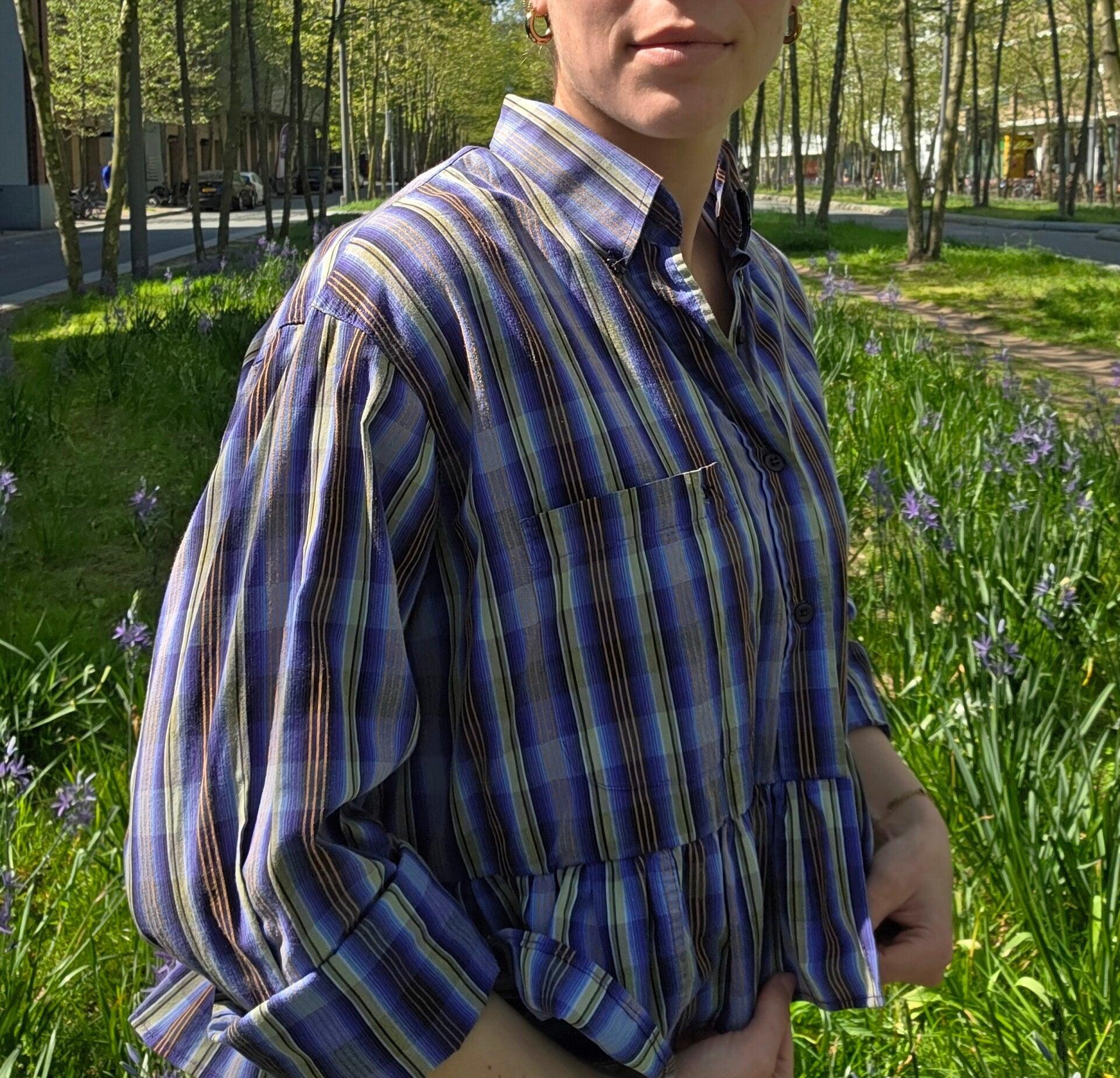 Upcycled ruffle blouse