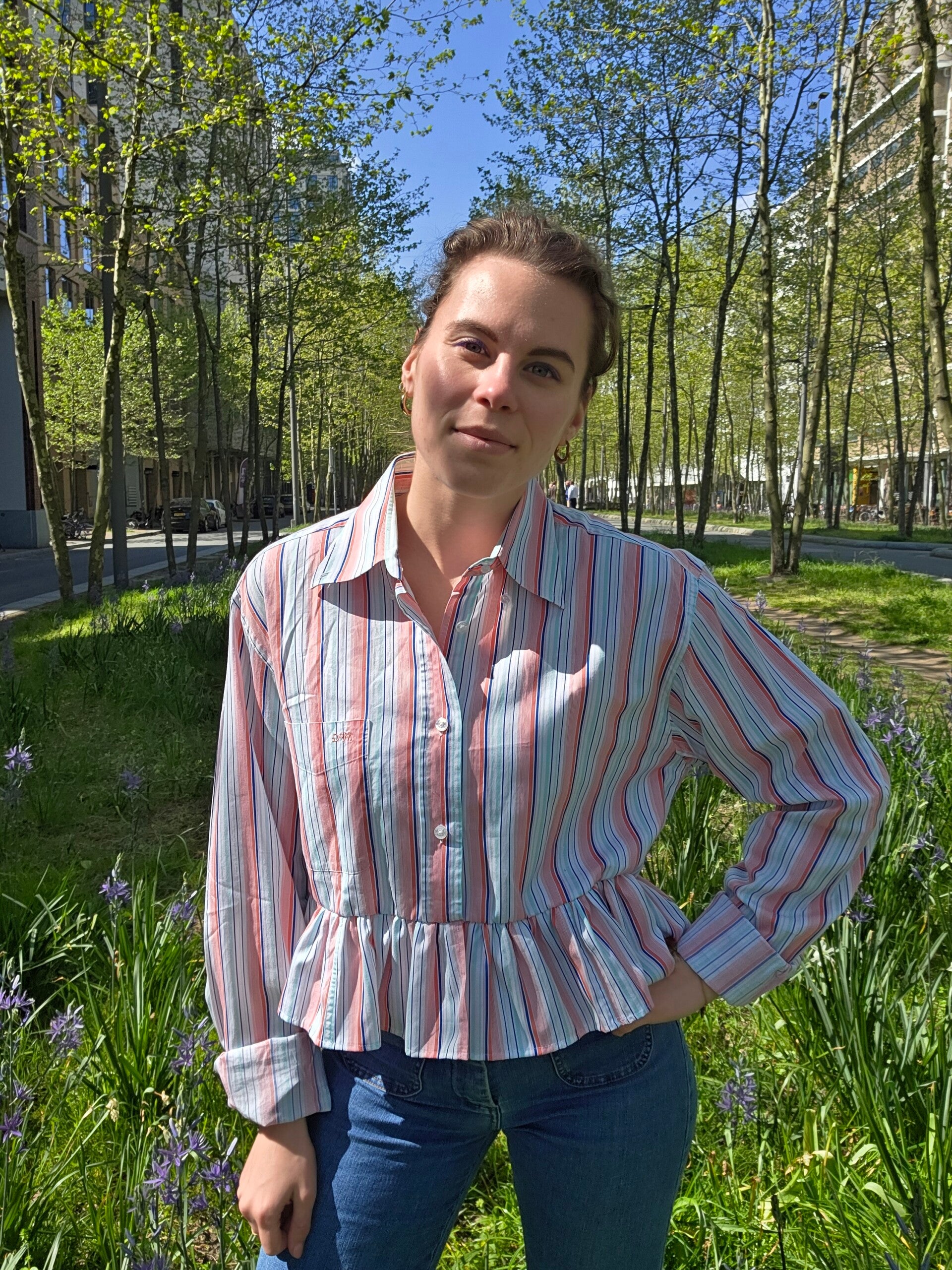 Upcycled ruffle blouse