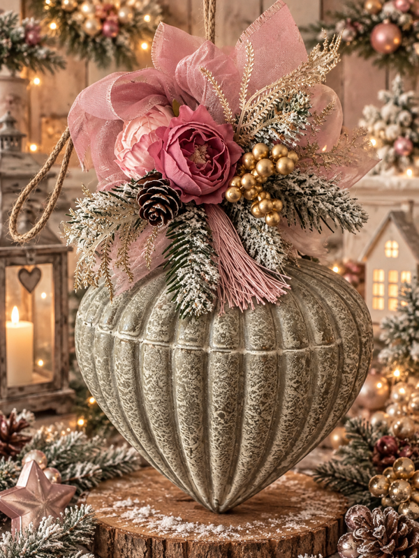 Suspension de Noël en verre – Noël Poudré 🎀 Estelle
