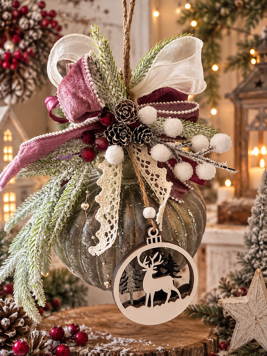 Suspension boule en verre – Douceur d’Hiver ✨
