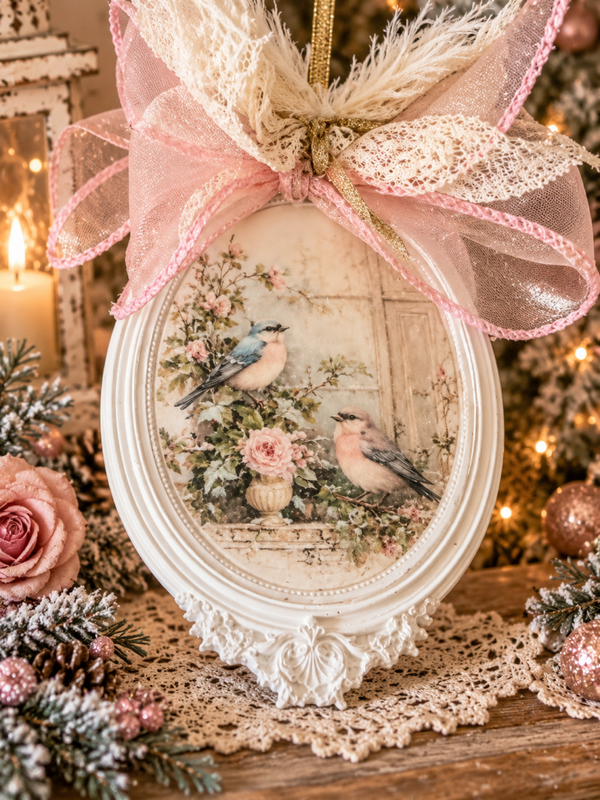 Suspension shabby 2 oiseaux