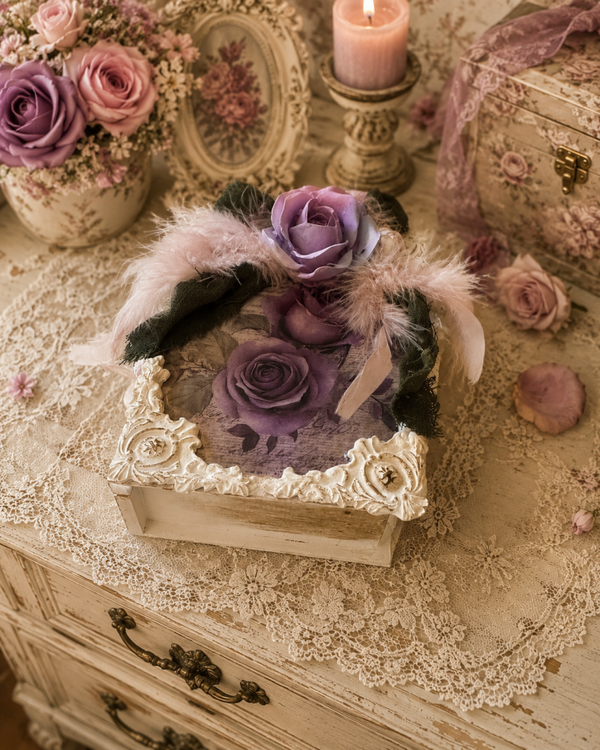 Boîte faux livre romantique aux roses anciennes ✨
