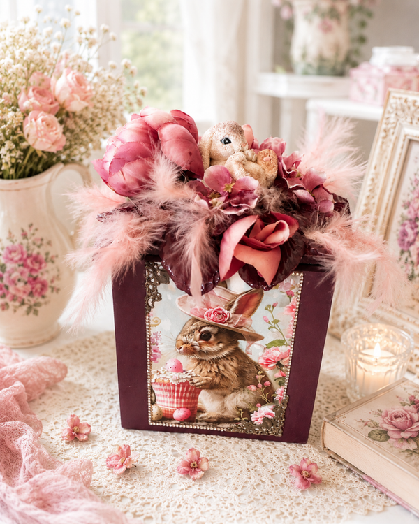 Boite décoratif Lapin – Élégance poudrée (Isa)