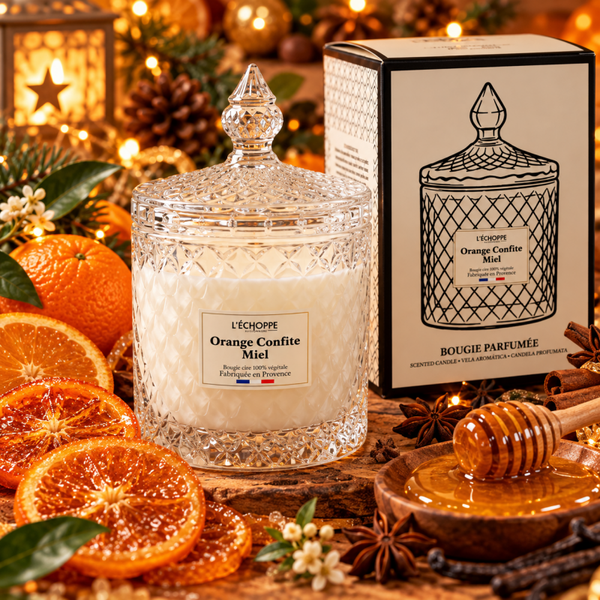 Bougie Orange Confite & Miel – Édition Élégance