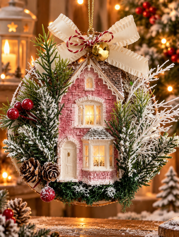 La Maison Rose sous la Neige