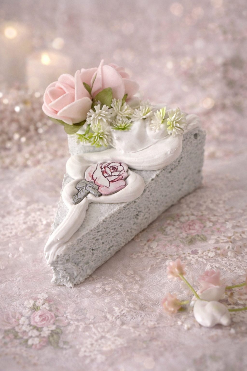 Part de gâteau décorative – Élégance romantique & esprit shabby chic ✨