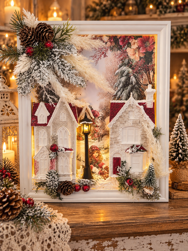 Cadre Quand la nuit tombe, le petit village s’illumine… 🎄✨