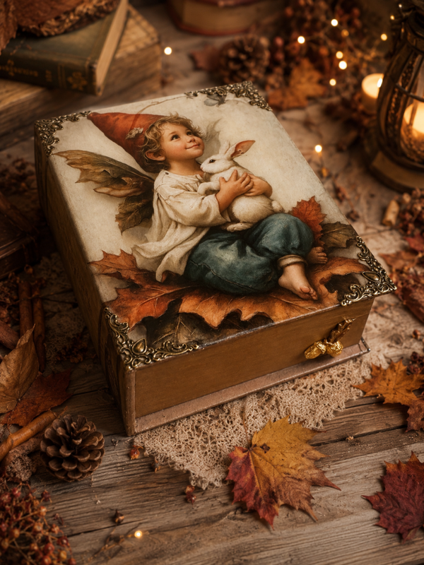 Boîte Faux Livre – Le Petit Gardien de l’Automne 🍂🐇