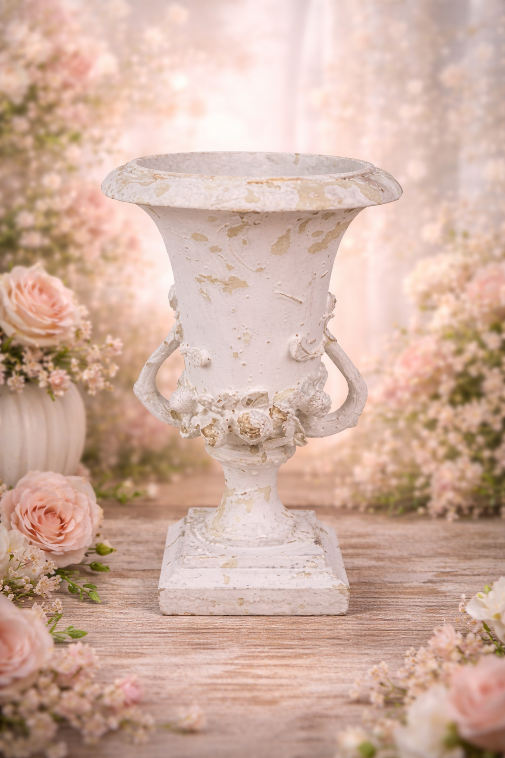 Pot de fleurs décoratif – Blanc & Beige patiné