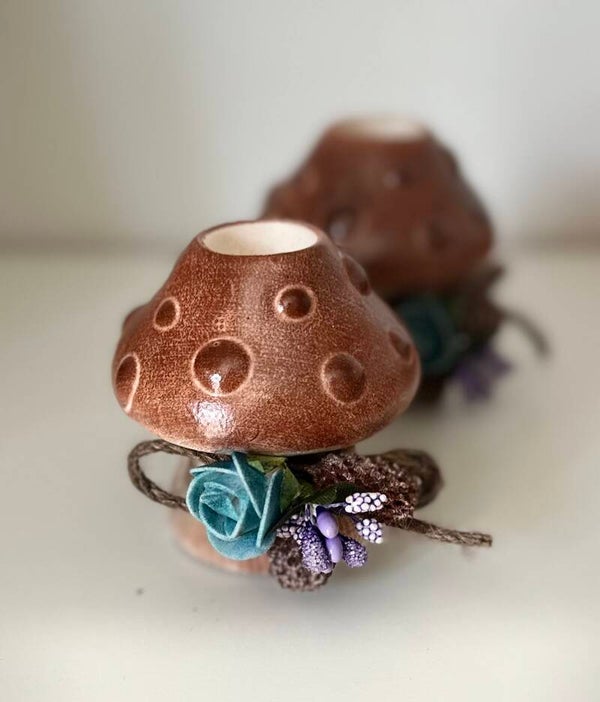 🍄 Bougeoir Champignon – Ambiance bois enchanté