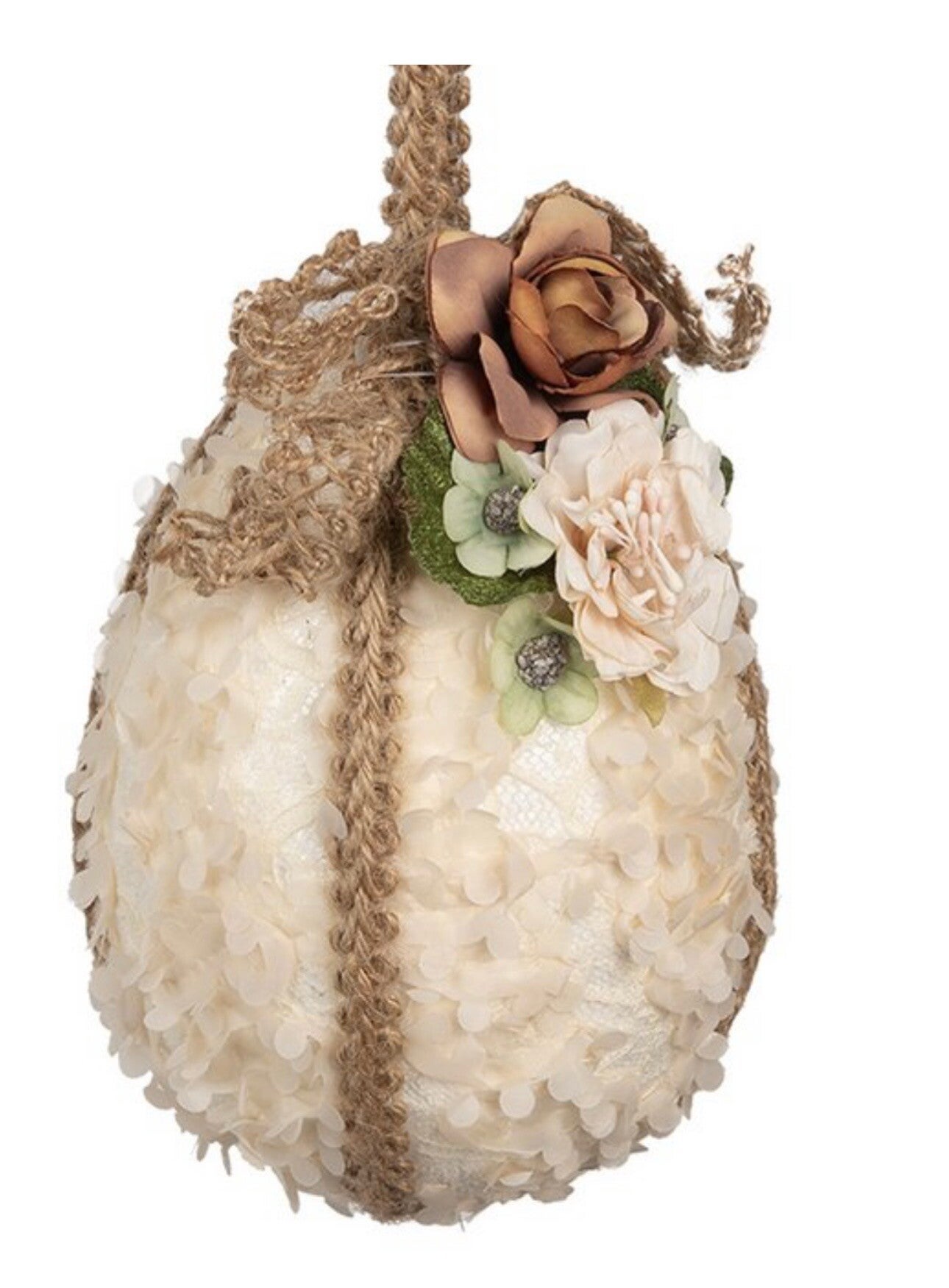 Oeuf de Pâques Ø 11x17 cm textile beige