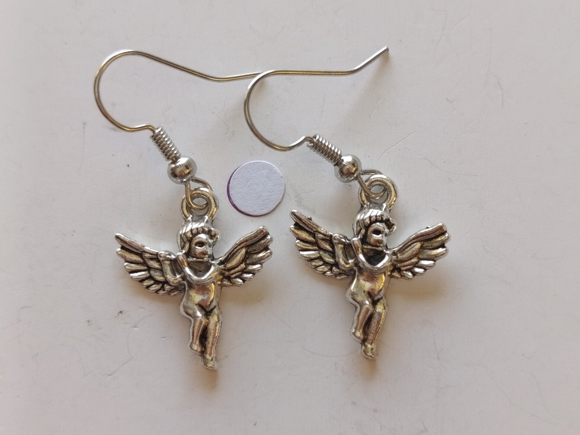PD-REF06064-(6.00€)- Une Paire BO à Crochet - Thème Ange Argenté