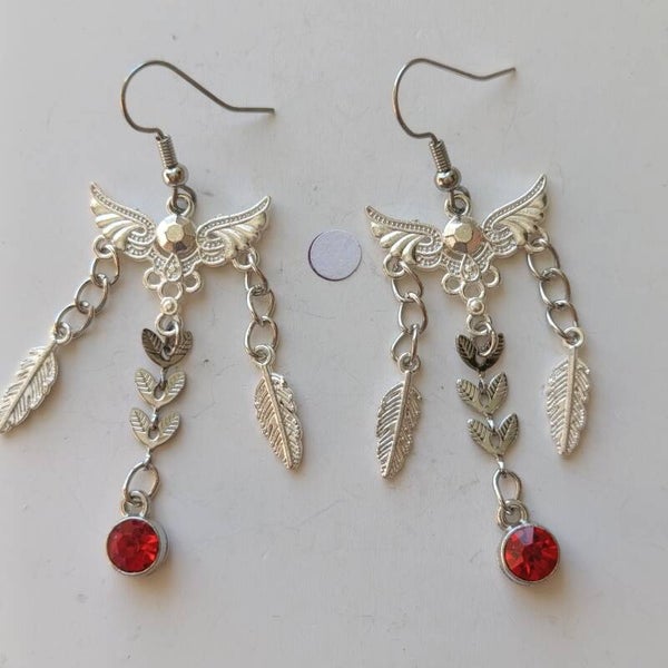 PE-REF06066-(7.50€)- Une Paire BO à Crochet - Thème Ange et Etoile Suspendue