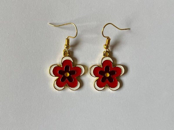 PD-REF8017-(7.00€)- Une Paire BO à Crochet - Thème Fleur Multicolore