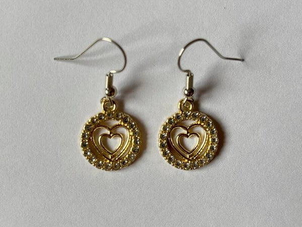 PD-REF6006-(6.00€)- Une Paire BO à Crochet - Thème Rond - Interieur Percé - Contour Strass Argenté