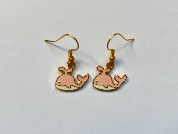 PD-REF8001-(5.00€)- Une Paire BO à Crochet - Thème Animal Baleine