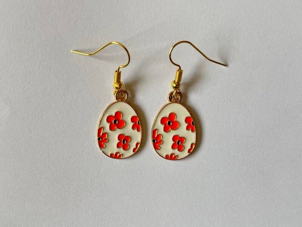 PD-REF8024-(7.50€)- Une Paire BO à Crochet - Thème Goutte Fleurie Orange