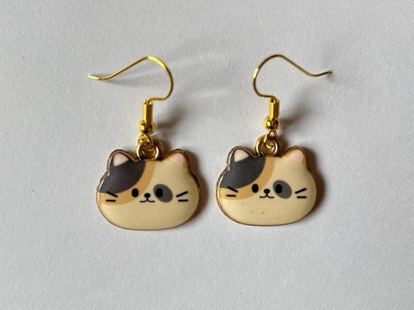 PD-REF8026-(5.00€)- Une Paire BO à Crochet - Thème Animal Chat Tete