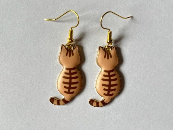 PD-REF8032-(5.00€)- Une Paire BO à Crochet - Thème Animal Chat Dos