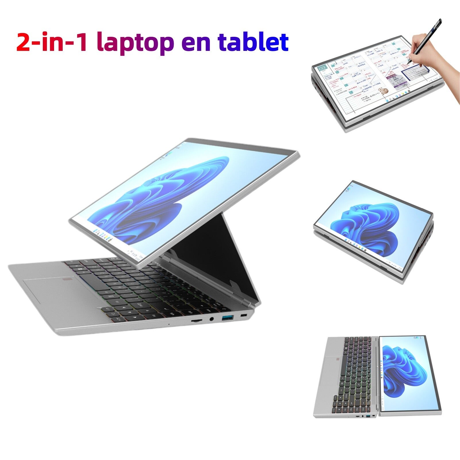 14 Inch Touchscreen Laptop | Intel N5105 | 16GB RAM | 1TB SSD | 180° Kantelbaar | Windows 11