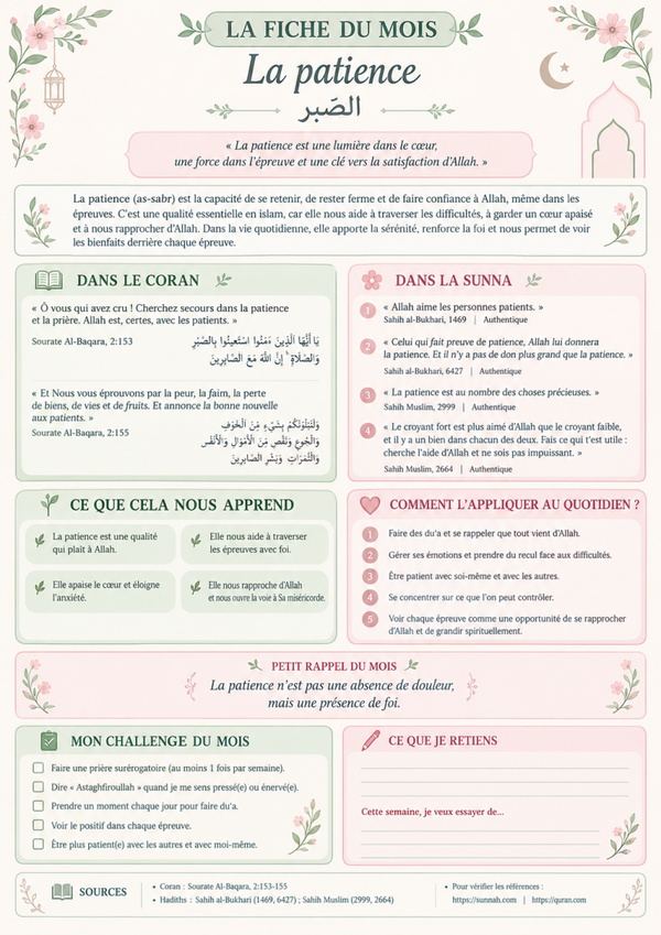Octobre 26- Fiche du mois « la patience »