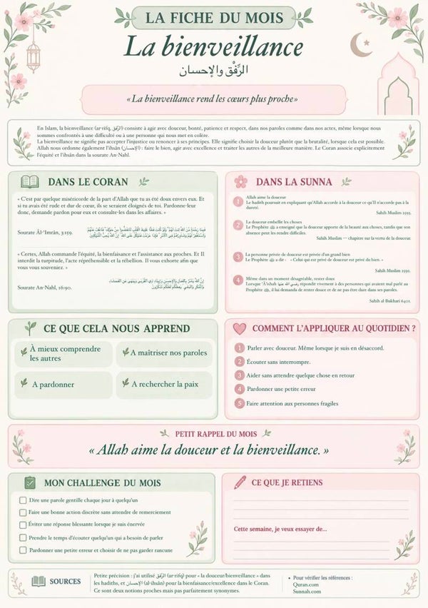 Novembre 26 - fiche du mois « La bienveillance »