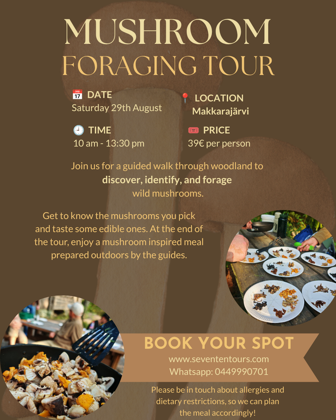 Mushroom Tour including meal / Opastettu sieniretki ja retkiruokailu