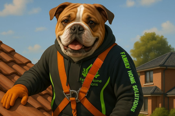 Roofing services Canberra, Gutter cleaning Canberra, Roof tile repairs ACT, Roof safety harness, Professional roof maintenance, Home exterior repairs Canberra, Tradie dog mascot, Reliable handyman services ACT, Local roofing.