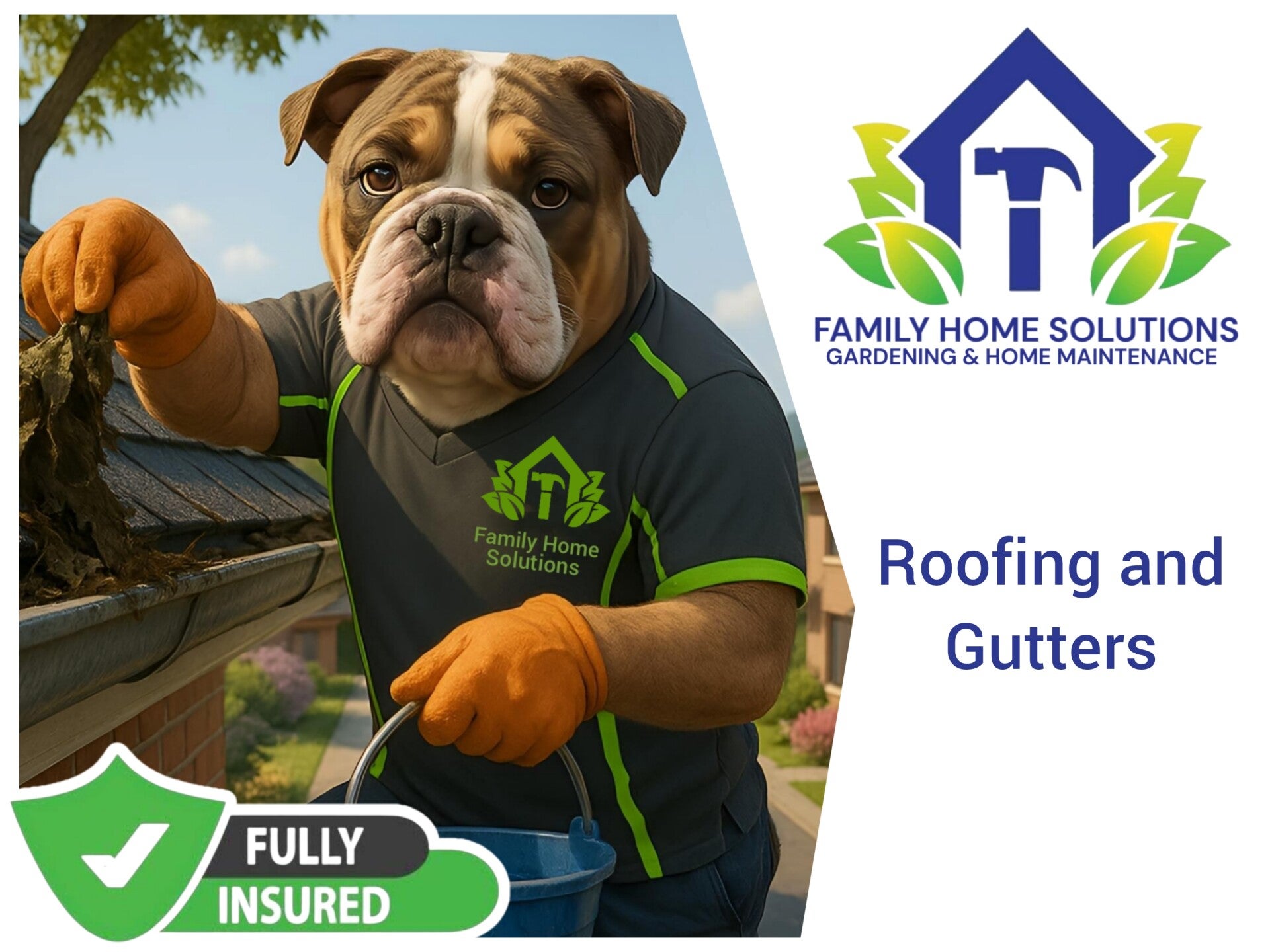A Bulldog is cleaning a gutter | Family Home Solutions | Canberra