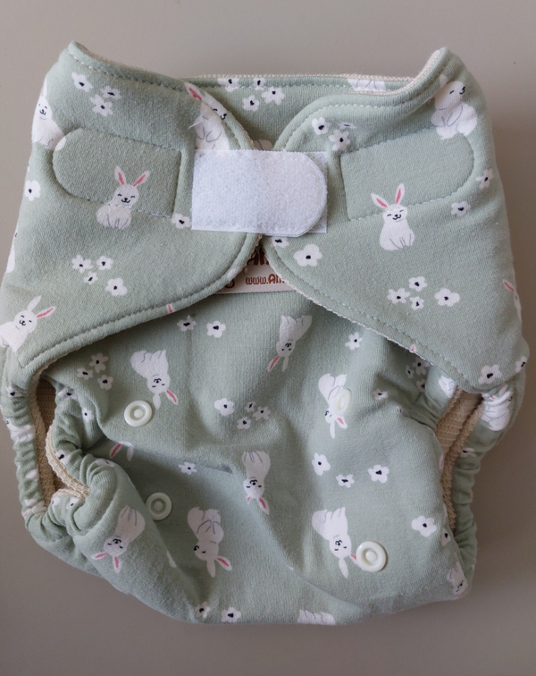 wollen overbroekje - Anavy - One size - mint konijntjes