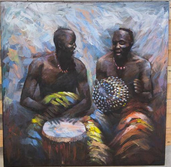 260692 - Godwin Adjei Sowah " two men on drums - Ghana