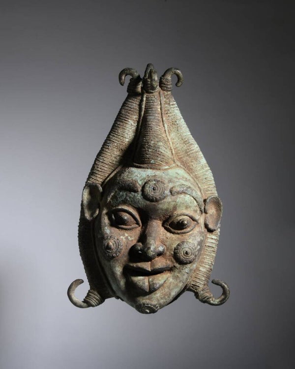 261088 - Old African Bronze Ori Olokun mask - Benin - Nigeria.