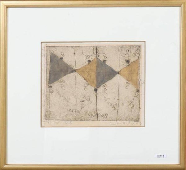 260702 - Anton Heyboer Compositie met driehoeken en figuren - 1957